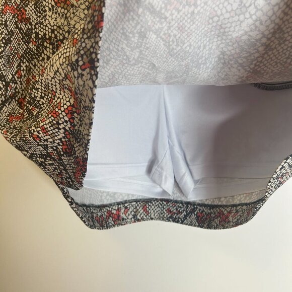 Tribal Snakeskin Print Skort Sz 10 Colorful Stretchy Mini Pockets Athleisure Tan - Picture 3 of 8